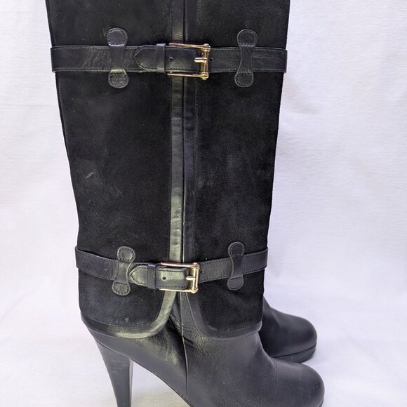 Cole Haan Nike Air Leather Boots Black Heeled Size 8B - Picture 3 of 5